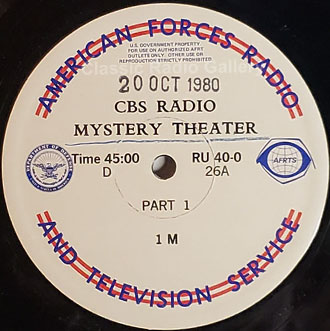 CBS Radio Mystery Theater radio transcription disc